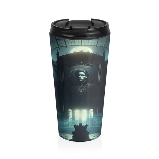 "Moonlight Shadow: A Gothic Portrait" - The Alien Stainless Steel Travel Mug Gothic Art Style