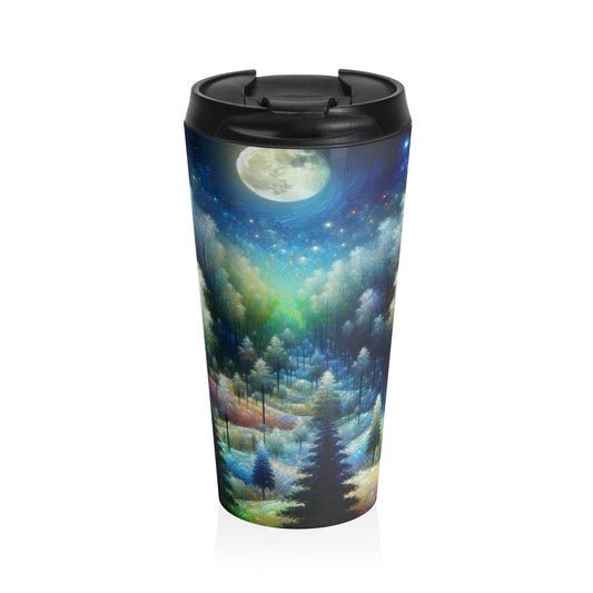 "Moonlit Enchantment: A Vibrant Forest" - The Alien Stainless Steel Travel Mug