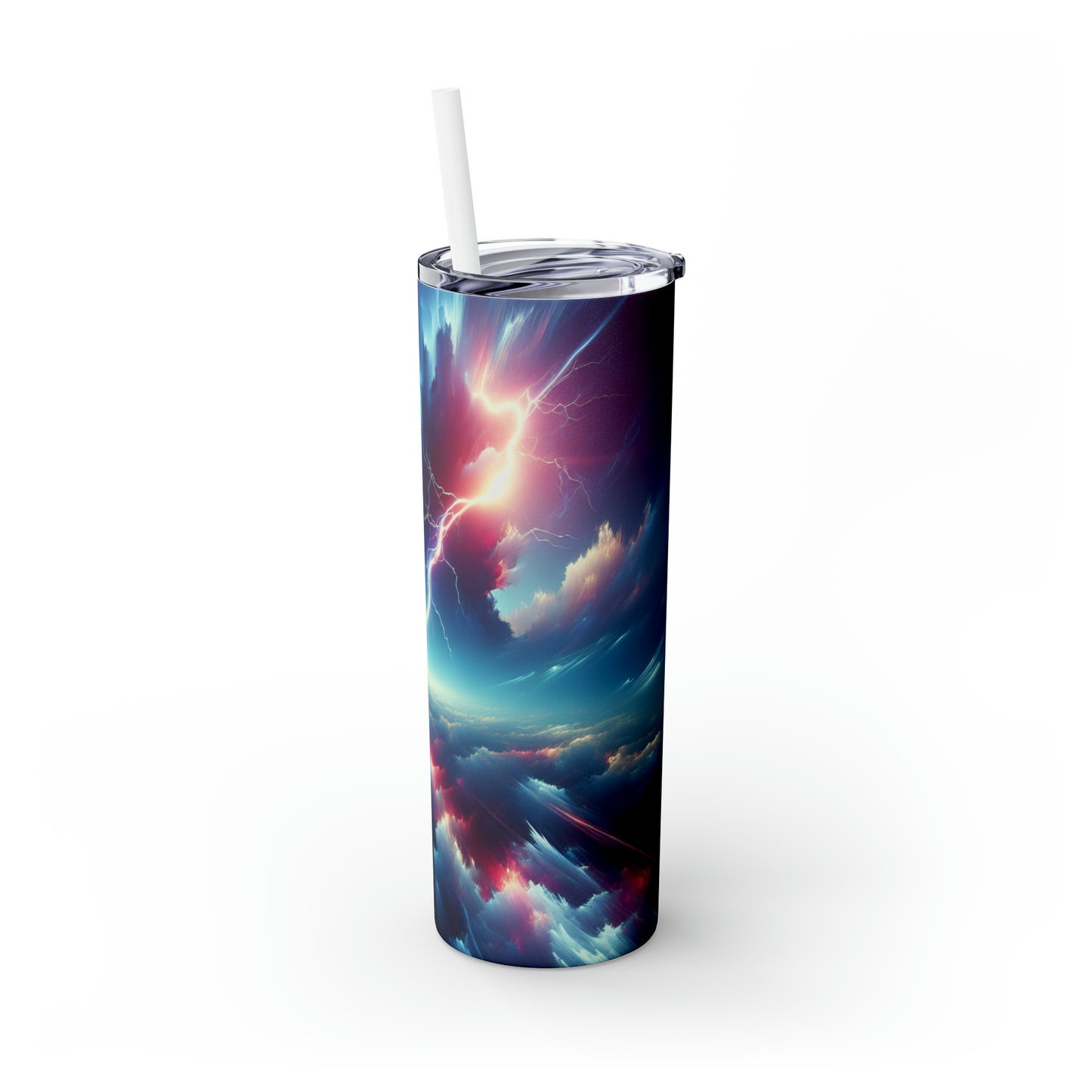 "Electricity In The Sky" - The Alien Maars® Skinny Tumbler with Straw 20oz Digital Art Style