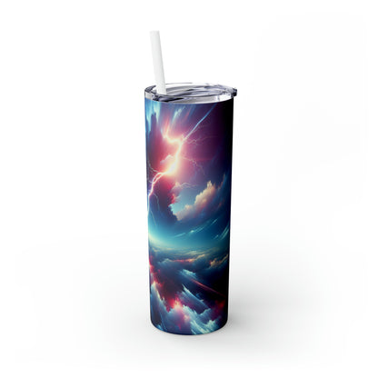 "Electricity In The Sky" - The Alien Maars® Skinny Tumbler with Straw 20oz Digital Art Style