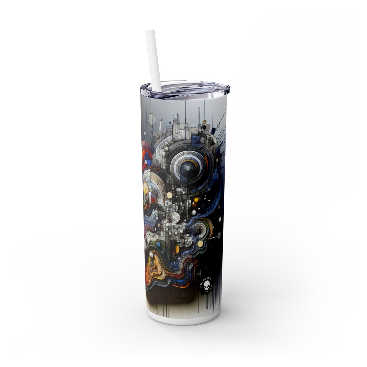 "Chaos urbain : un paysage urbain néo-expressionniste" - The Alien Maars® Skinny Tumbler avec paille 20oz Néo-expressionnisme