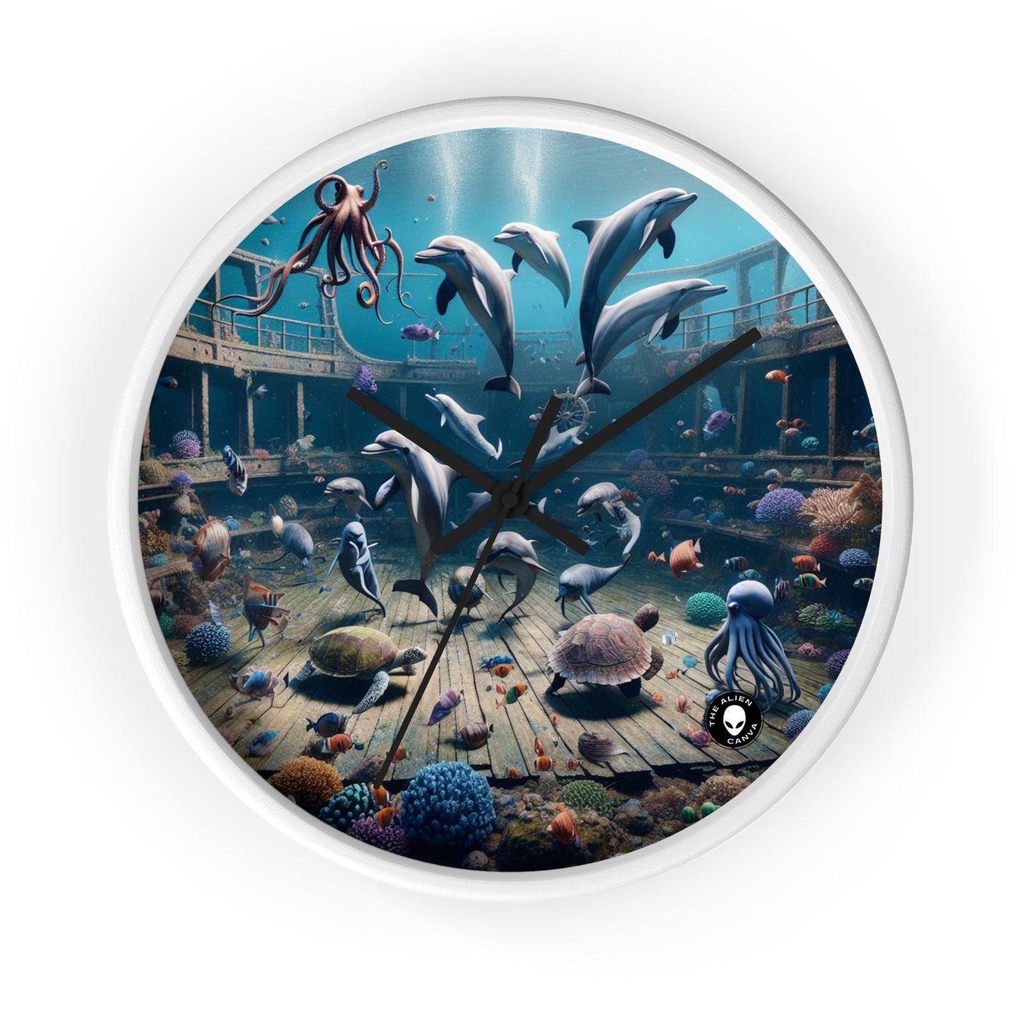 "Shipwreck Soiree: An Underwater Dance Party" - The Alien Wall Clock