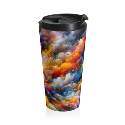 "Vibrant Chaos". - The Alien Stainless Steel Travel Mug Abstract Expressionism Style