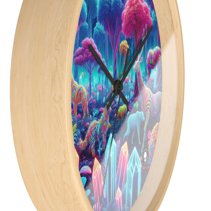 "Glowing Enchantment: Neon Forest" - The Alien Wall Clock