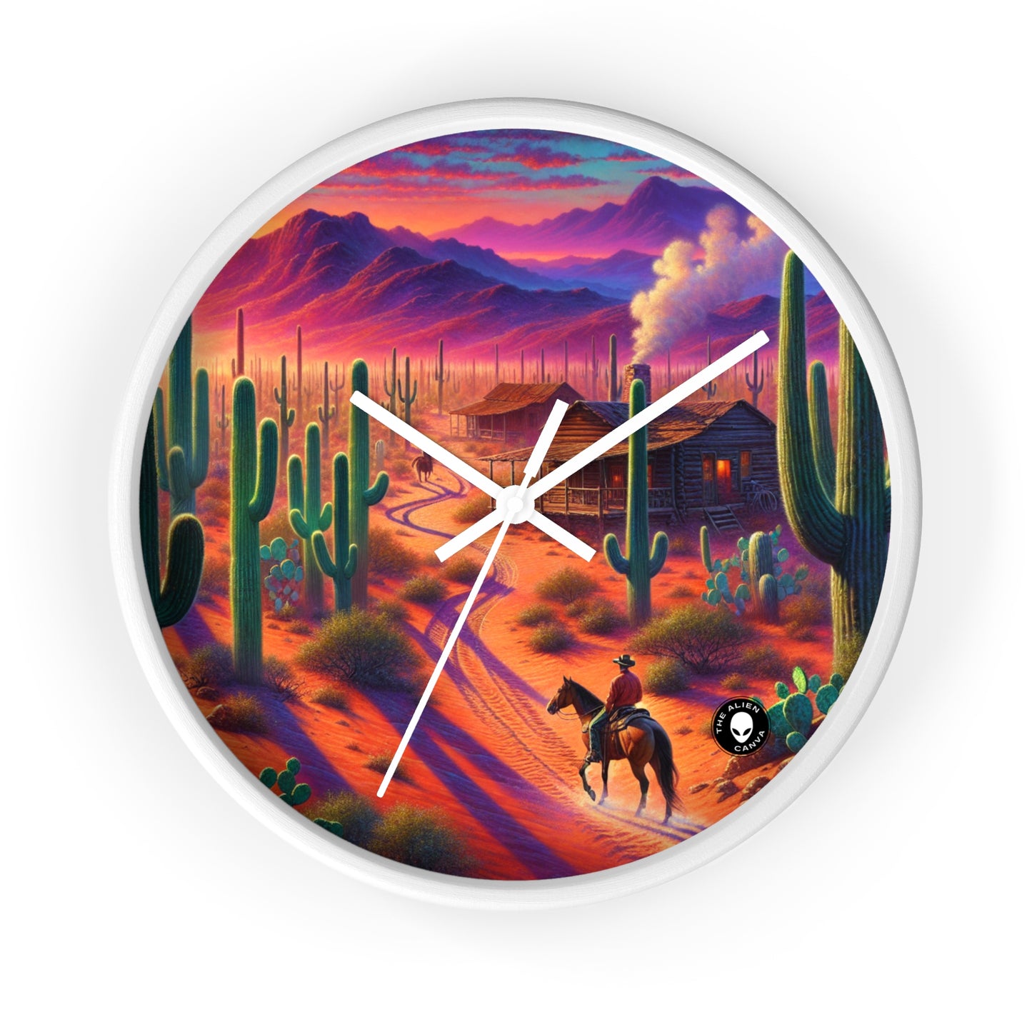 "Glowing rain: A city's reflection" - The Alien Wall Clock Realism