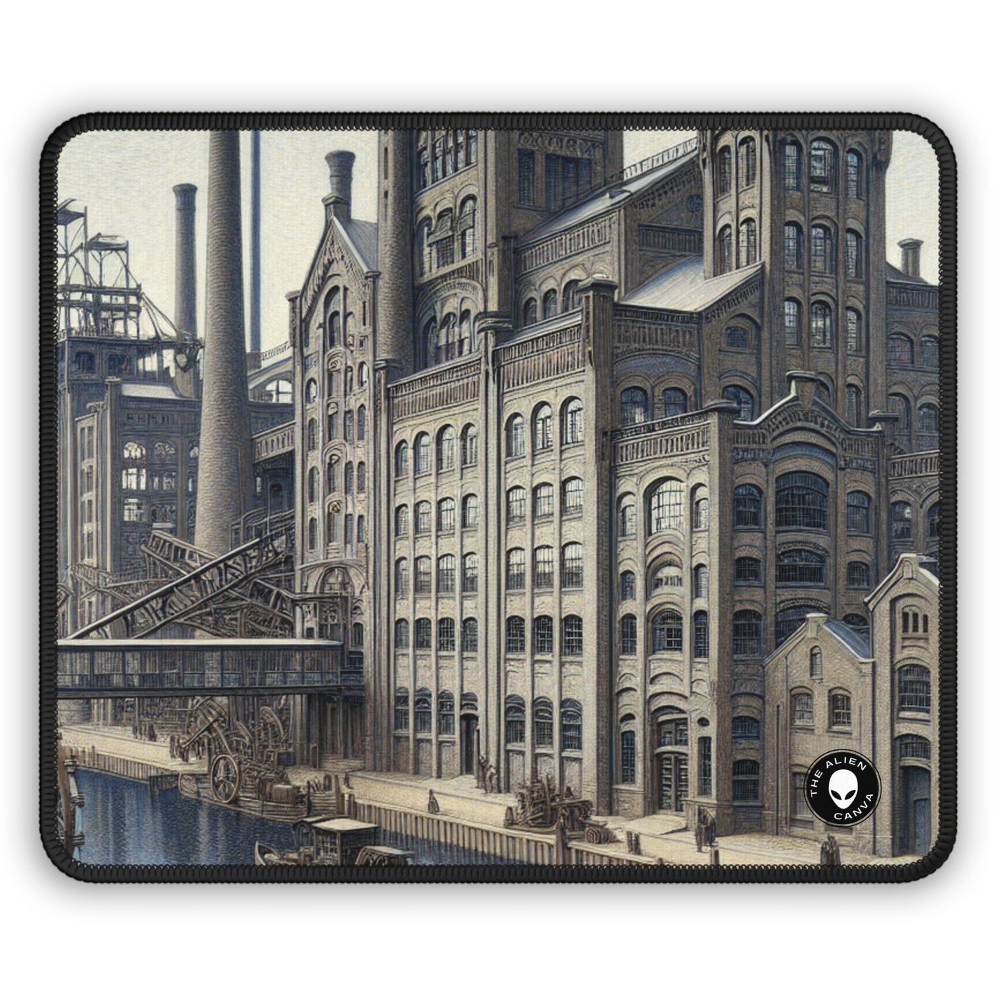 "Urban Precision: Modern Cityscape in the Style of Precisionism" - The Alien Gaming Mouse Pad Precisionism