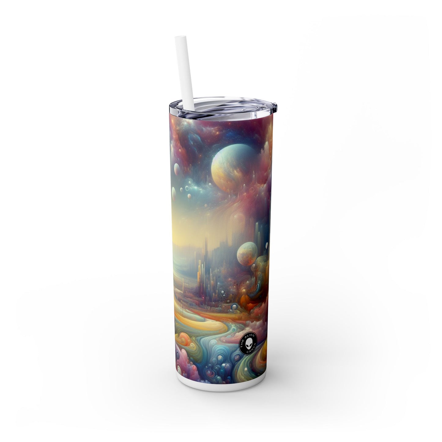 "Dreamscape Delights: A Surreal Painting" - The Alien Maars® Skinny Tumbler with Straw 20oz