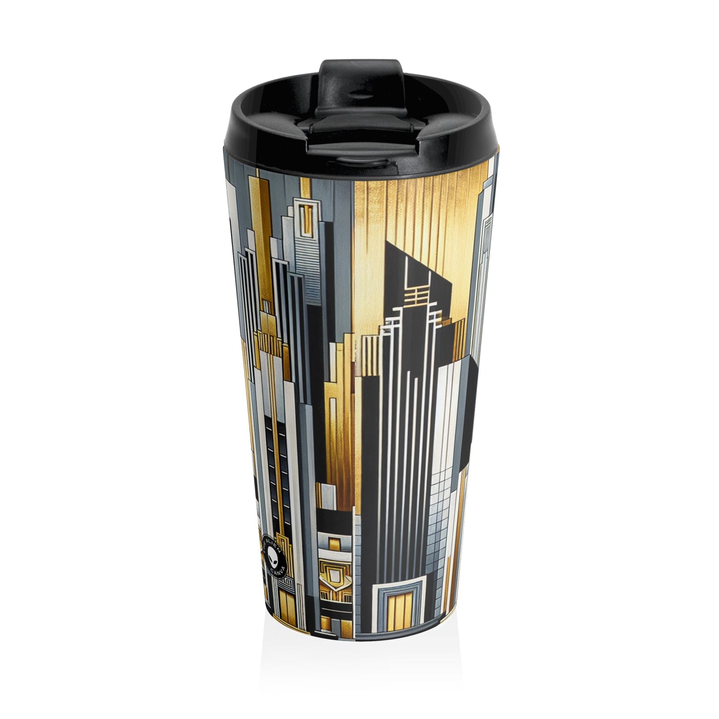 "Artistic Deco Dreamscape" - The Alien Mug de voyage en acier inoxydable Art Déco