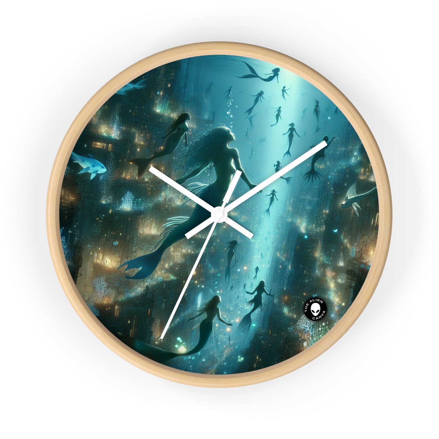 "Enchantment Below: A Bioluminescent Underwater Metropolis" - The Alien Wall Clock