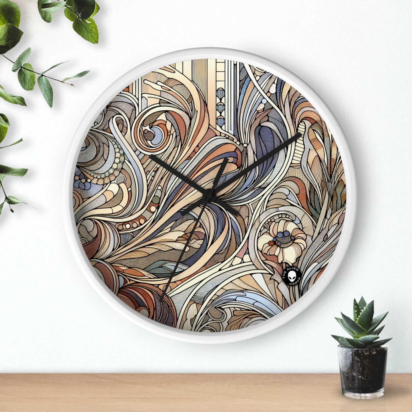 "Nature's Muse: Art Nouveau Woman" - The Alien Wall Clock Art Nouveau