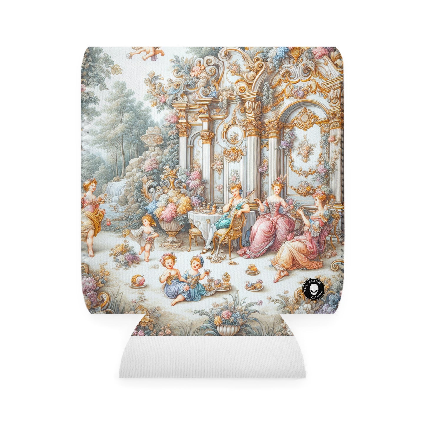 "A Garden of Rococo Delights: A Whimsical Extravaganza" - The Alien Can Cooler Sleeve Rococo