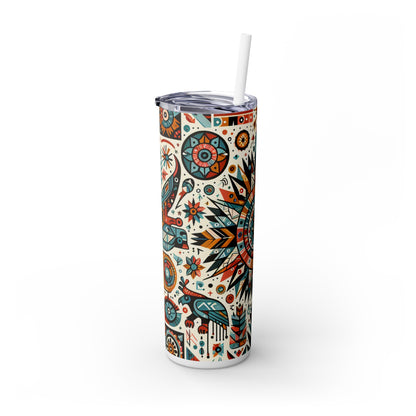 « La sagesse de la nature : un hommage autochtone » - The Alien Maars® Skinny Tumbler avec paille 20oz Art autochtone