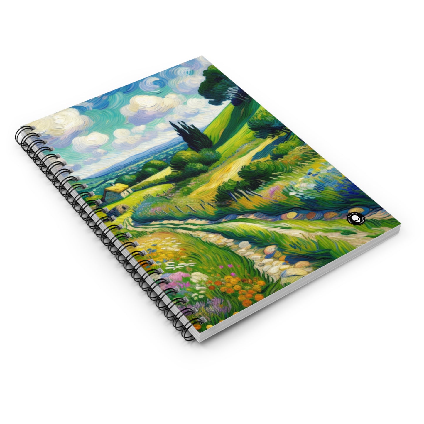 "Mystical Morning: A Post-Impressionist Journey into a Vibrant Dawn" - The Alien Spiral Notebook (Ruled Line) Post-Impressionism