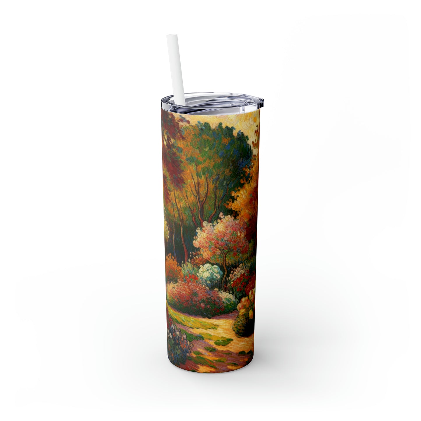 "Fauvist Garden Oasis" - The Alien Maars® Skinny Tumbler with Straw 20oz Fauvism Style