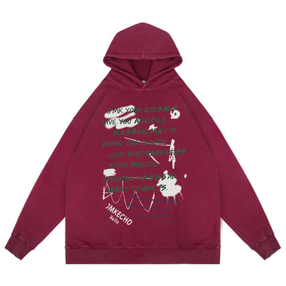 Sudadera con capucha con estampado de graffiti y letras para hombre