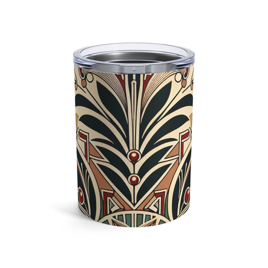 "Golden Glamour: Un dinámico paisaje urbano Art Déco al atardecer" - The Alien Tumbler 10oz Art Deco