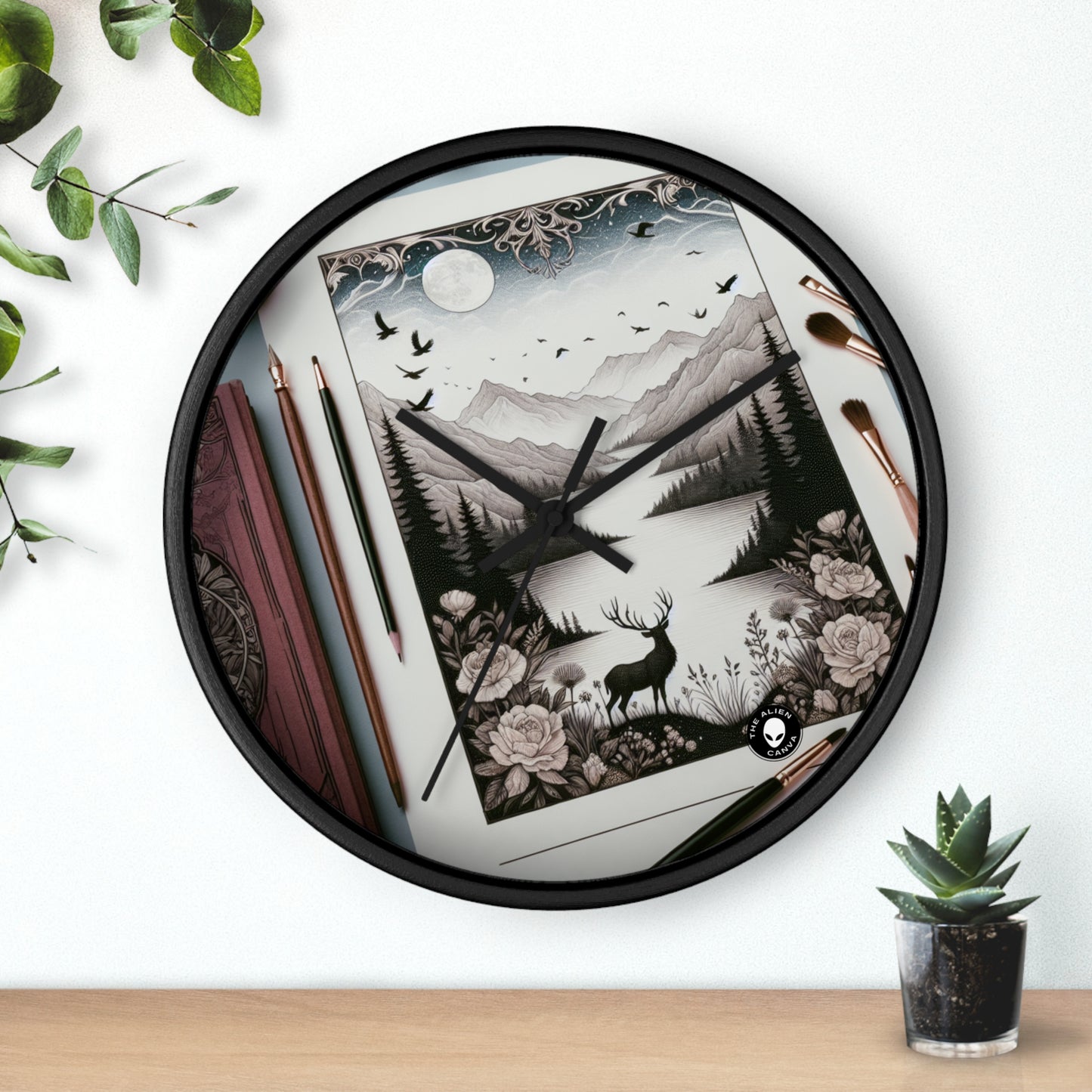 "Twilight Serenity: A Romantic Landscape" - The Alien Wall Clock Romanticism