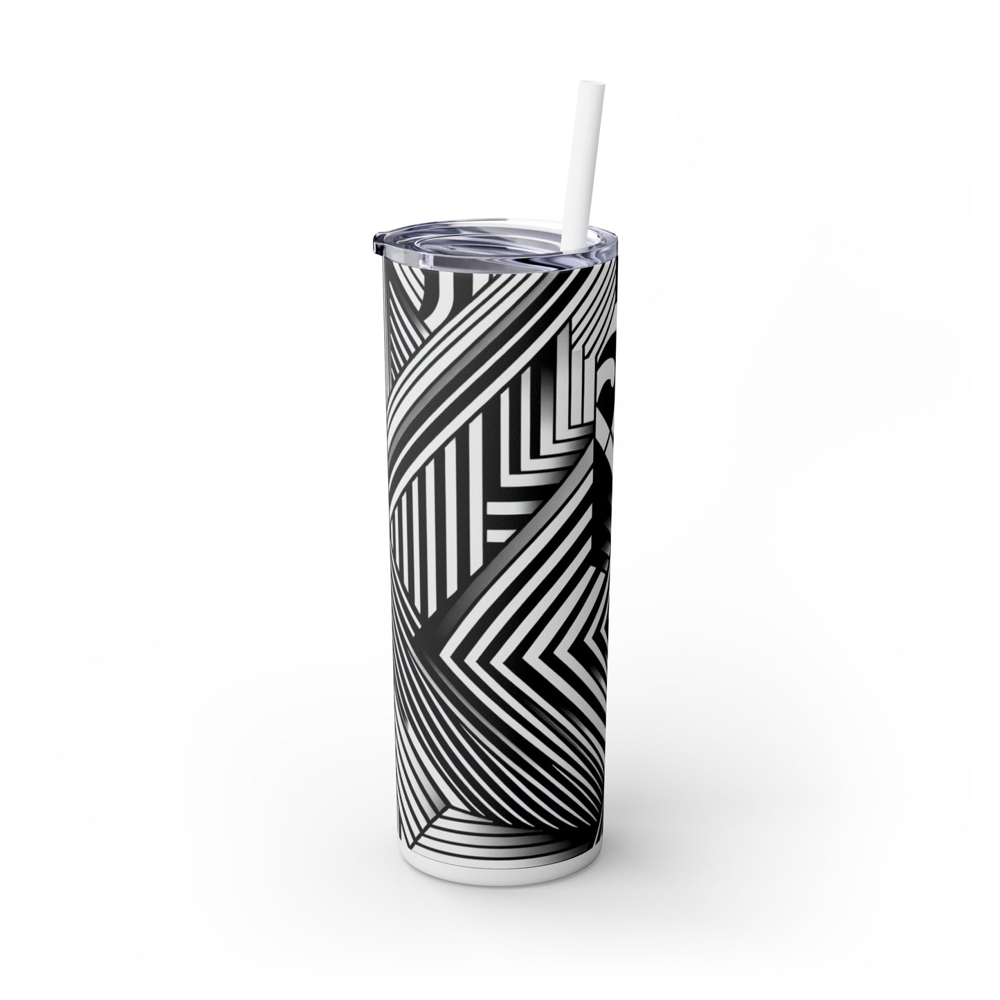 "Kaléidoscope tourbillonnant : un vortex audacieux d'art op" - The Alien Maars® Skinny Tumbler avec paille 20oz Optical Art (Op Art)