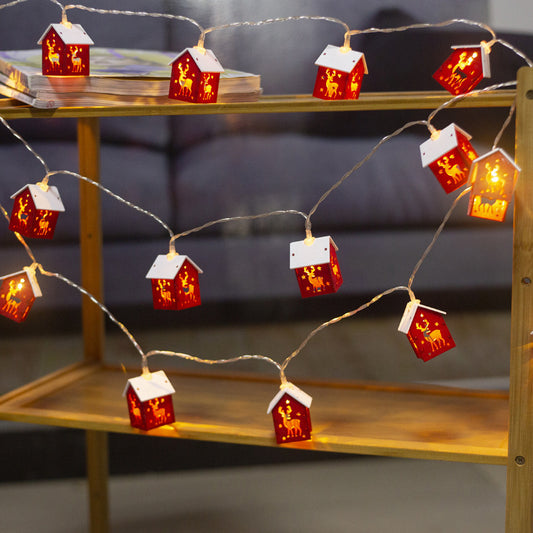 New House Shape LED String Lights Christmas Decoration String Lights Halloween Small Lanterns Flashing Lights String Lights