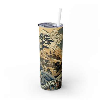 "Los sueños festivos de Edo" - Vaso delgado con pajita Alien Maars® de 20 oz Ukiyo-e (impresión en madera japonesa)