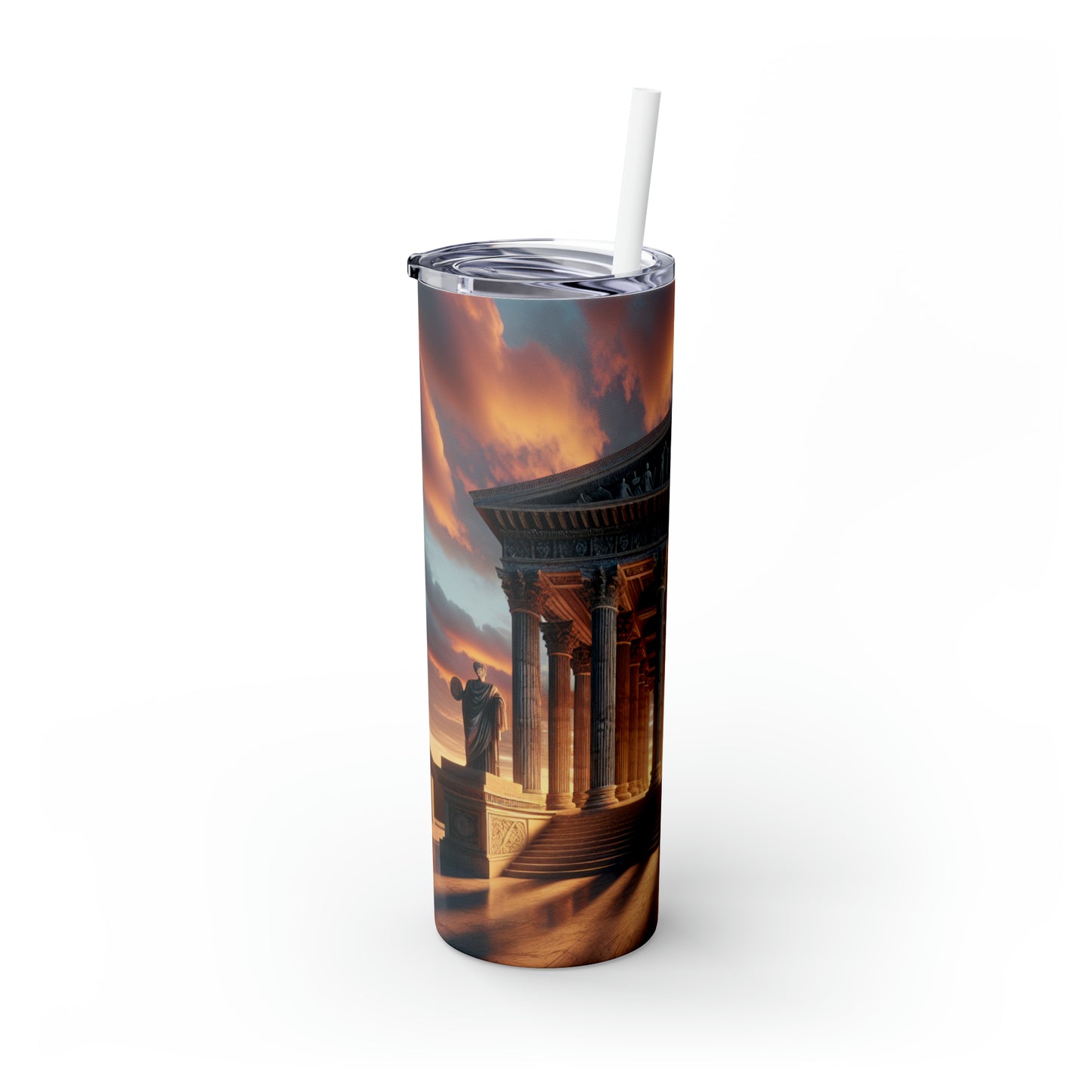 "Lueur chaude du temple grec" - The Alien Maars® Skinny Tumbler avec paille 20oz Style néoclassicisme