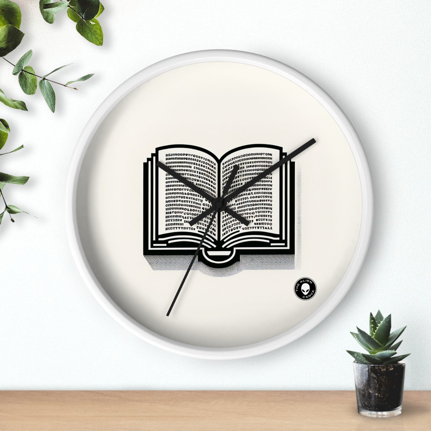 "A Singular Story: Monochrome Typography" - The Alien Wall Clock Minimalism