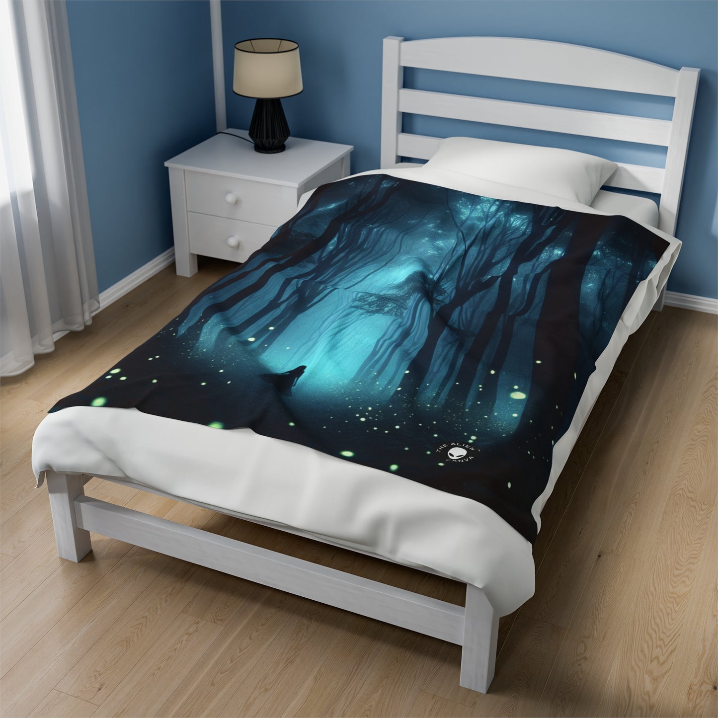 "Guided by Fireflies: A Forest's Secret Lightshow" - The Alien Velveteen Plush Blanket