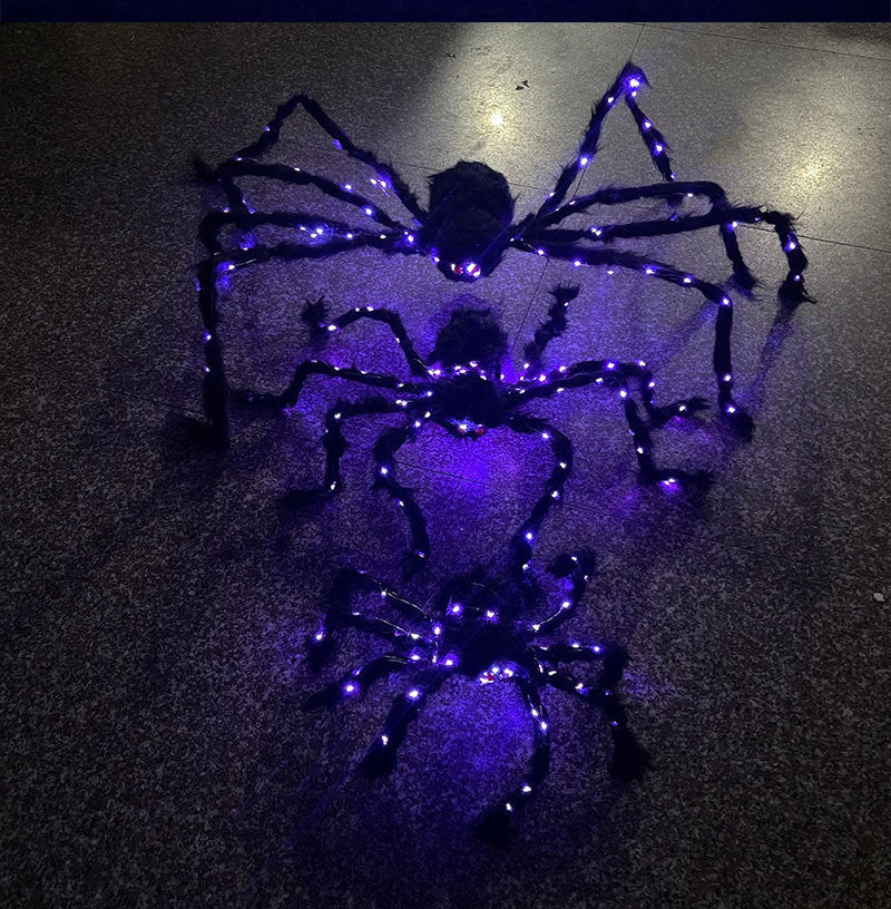 New Halloween Glowing Plush Spider Decoration Prop