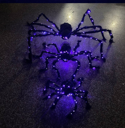 Nuevo accesorio de decoración de araña de peluche brillante para Halloween