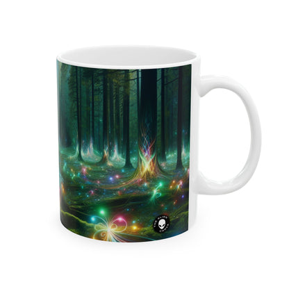 - Forêt enchantée de cristal : une tapisserie de lumière - Tasse en céramique Alien 11 oz