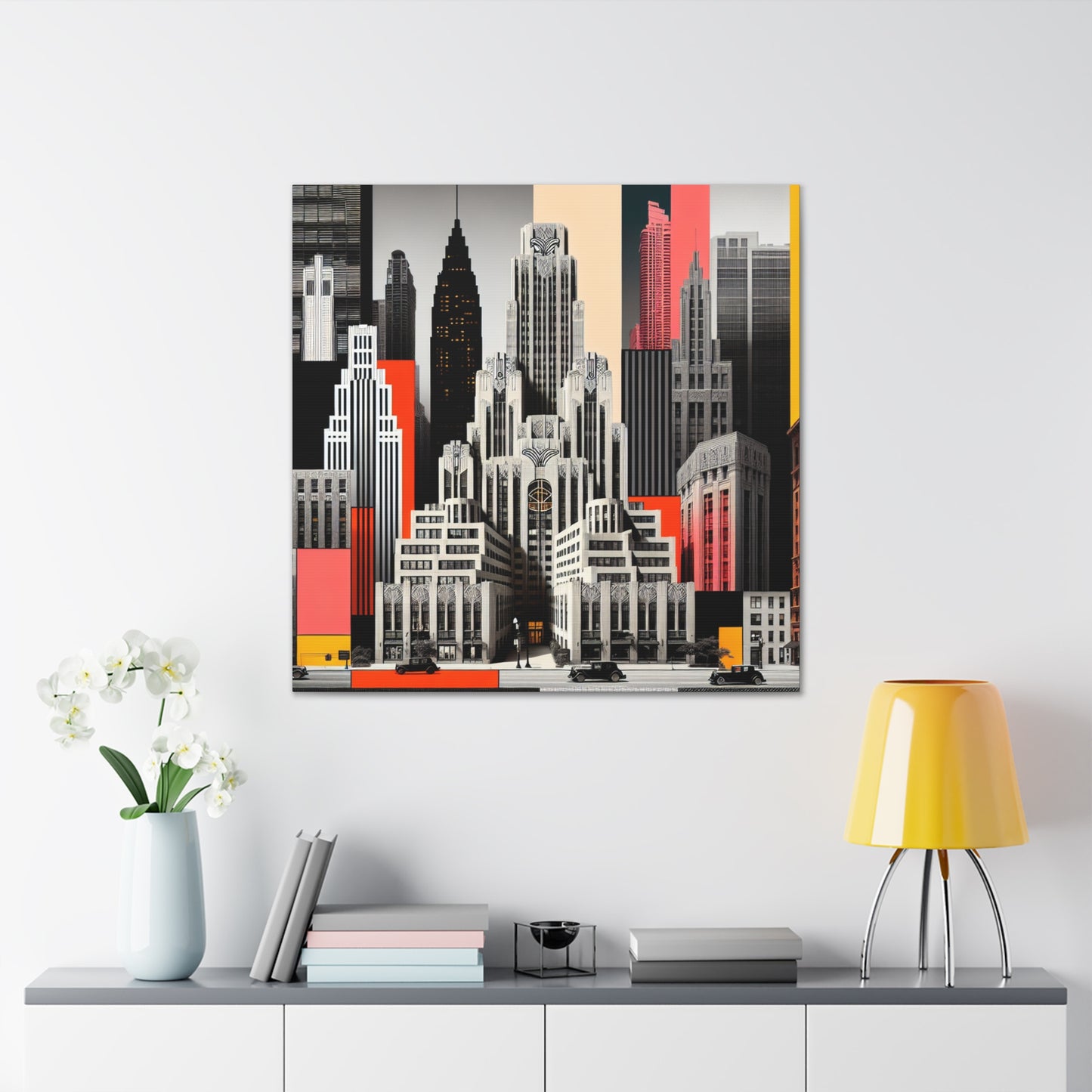 "A Contrast of Times: Classic Art Deco Skyscrapers and a Modern Cityscape" - The Alien Canva Art Deco Style