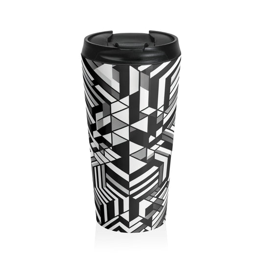 "Perception in Motion: A Mind-Bending Op Art Masterpiece" - The Alien Stainless Steel Travel Mug Op Art