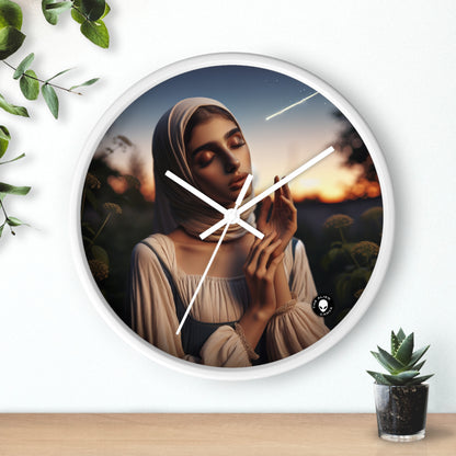 "El resplandor del atardecer dorado" - El reloj de pared extraterrestre Romanticismo