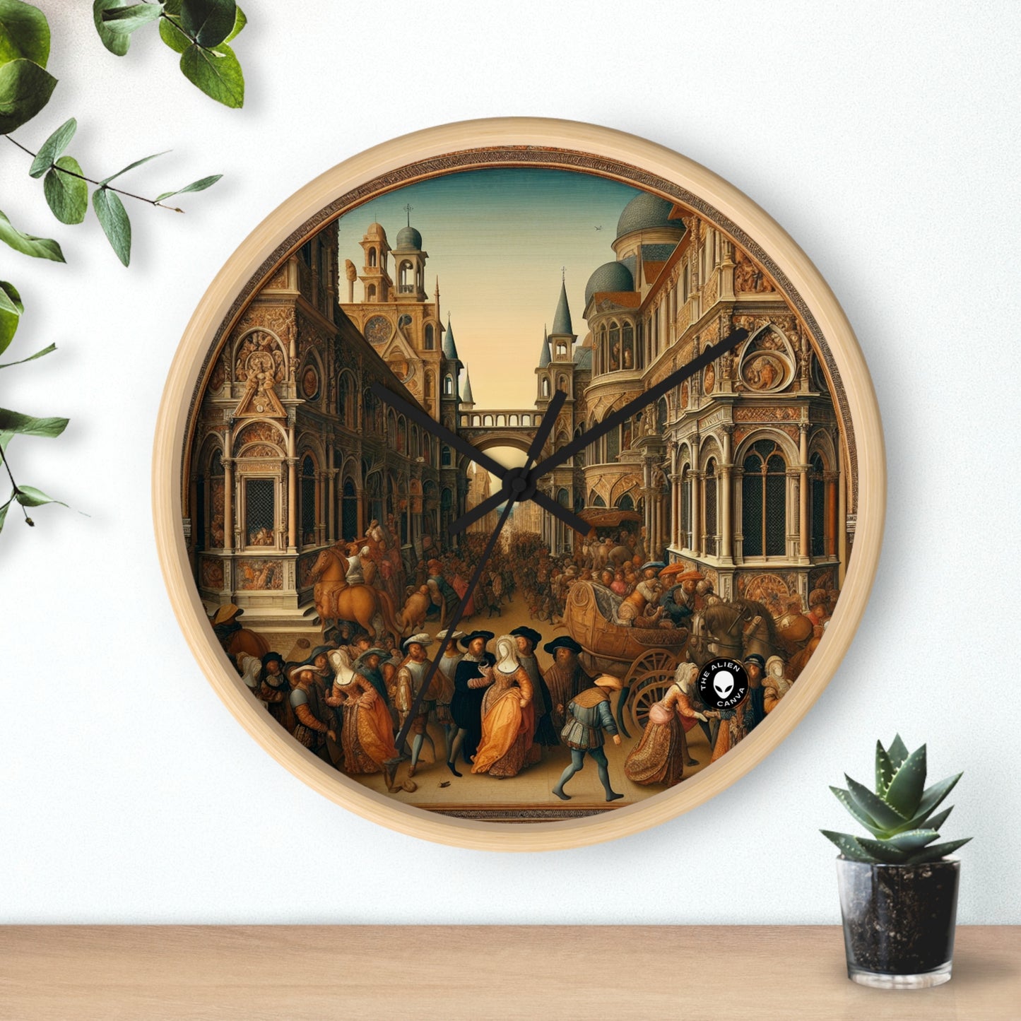 "Unidad en la opulencia: un banquete renacentista de naciones" - The Alien Wall Clock Renaissance