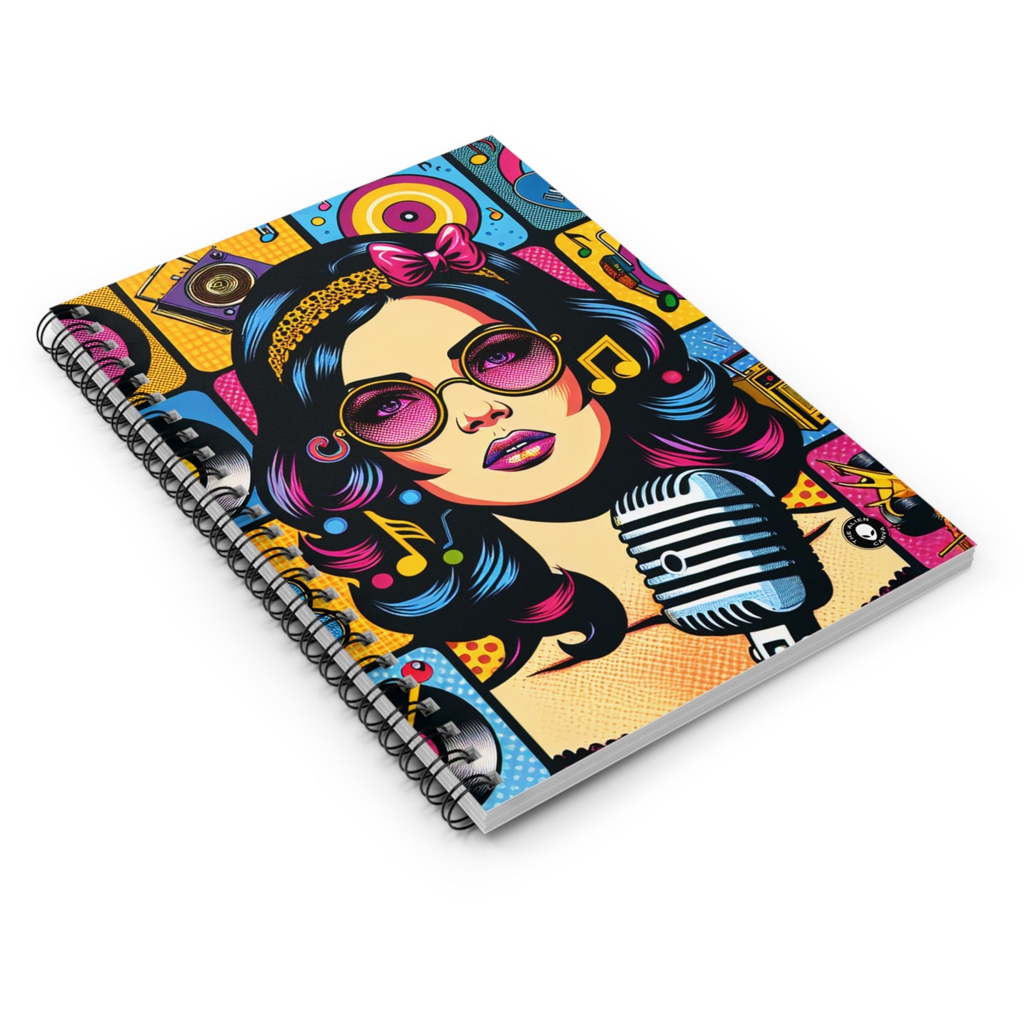 "Celebrating Pop Iconography: A Retrospective Portrait" - The Alien Spiral Notebook (Ruled Line) Pop Art