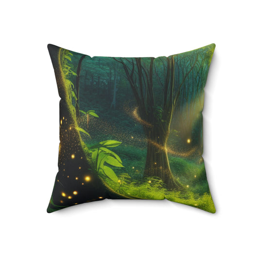 "Glowing Forest Magic"- The Alien Spun Polyester Square Pillow