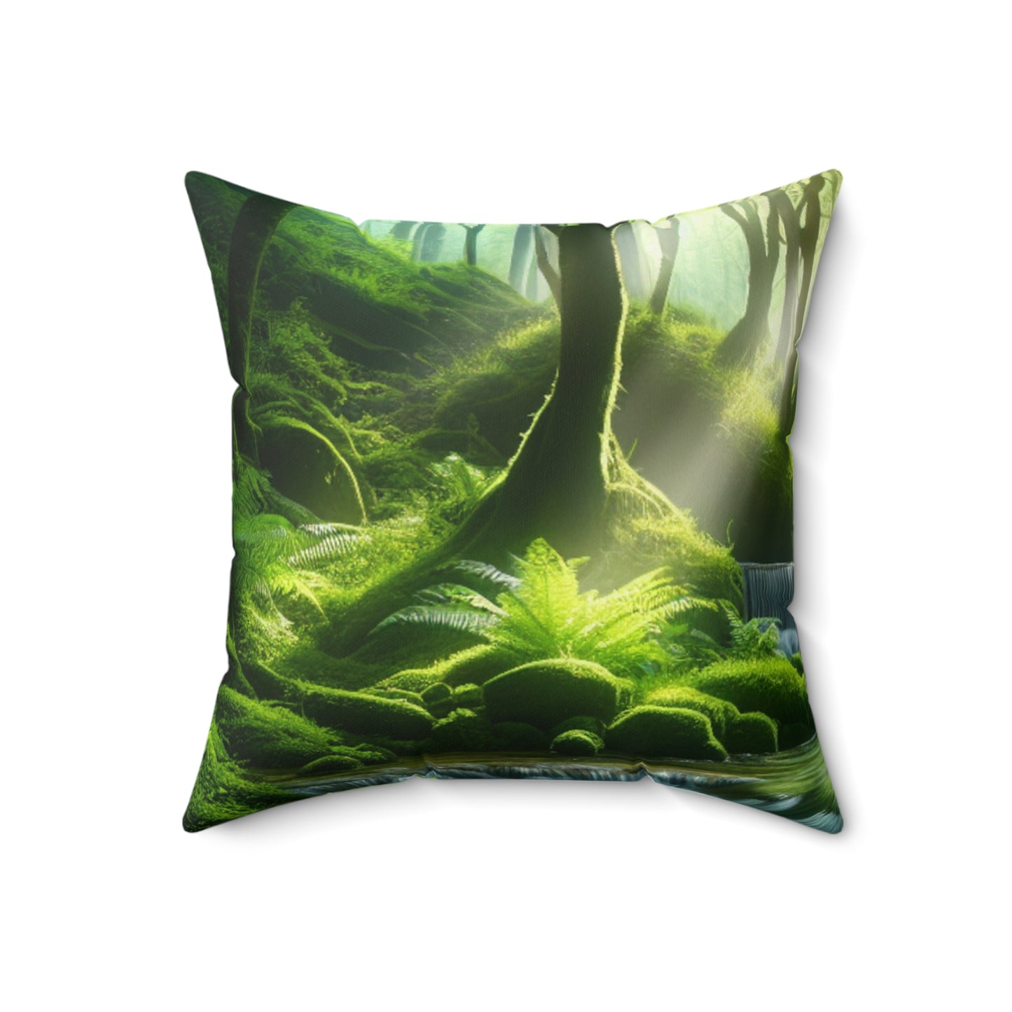 "Enchanting Waterfall Oasis"- The Alien Spun Polyester Square Pillow