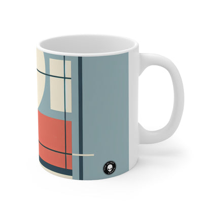 "Sérénité minimaliste : reflets tranquilles du coucher du soleil" - La tasse en céramique Alien 11oz Minimalisme