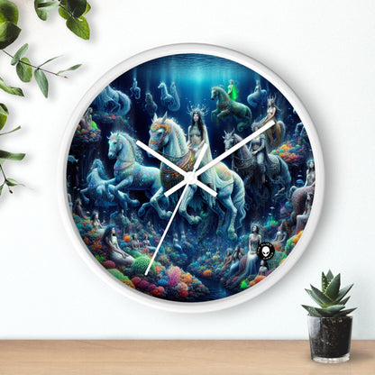 "Enchanted Underwater Realm: Mermaids and Seahorses" - The Alien Wall Clock