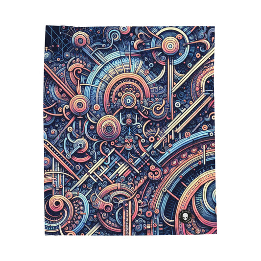 "Caos y orden: una danza dinámica de colores y patrones" - Arte algorítmico de la manta de felpa de pana alienígena