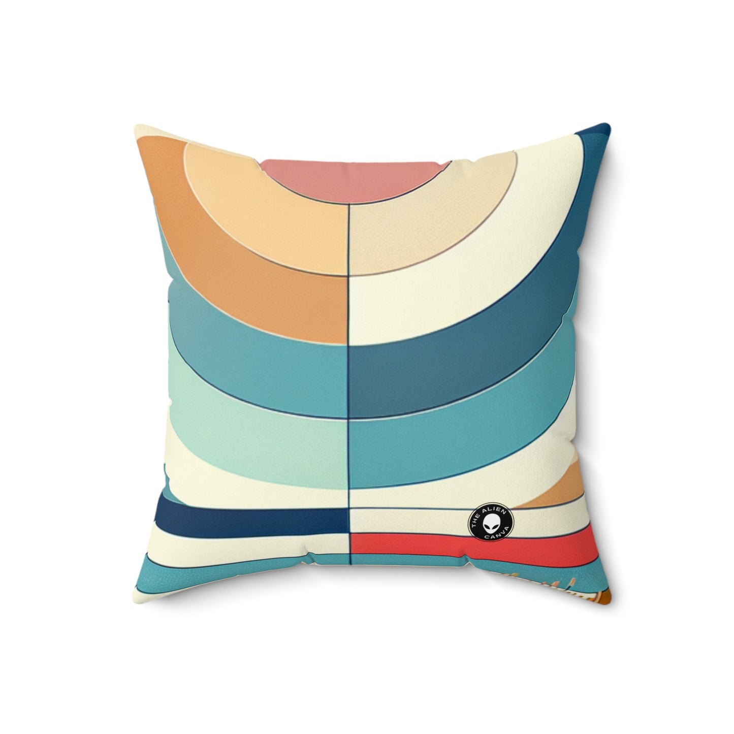 Tranquil Reflections: A Minimalist Zen Garden Artwork- The Alien Spun Polyester Square Pillow Minimalism