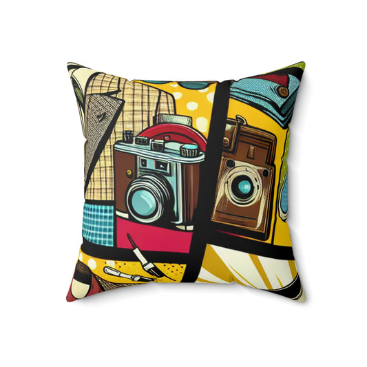 "Pop Art Apparel: A Collage of Vintage Style" - The Alien Spun Polyester Square Pillow pop art Style