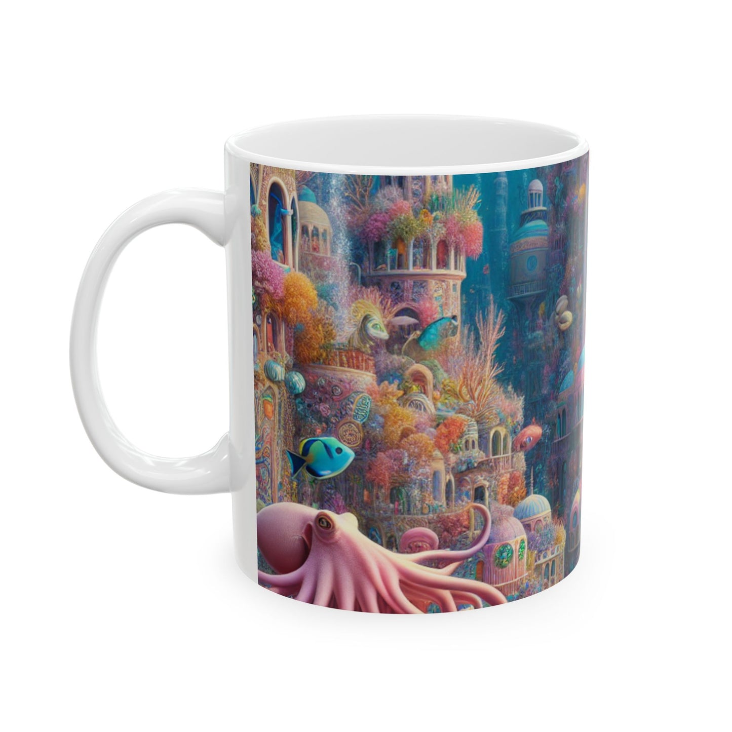 « Trésor des profondeurs : une ville sous-marine fantastique » – Tasse en céramique Alien 11 oz