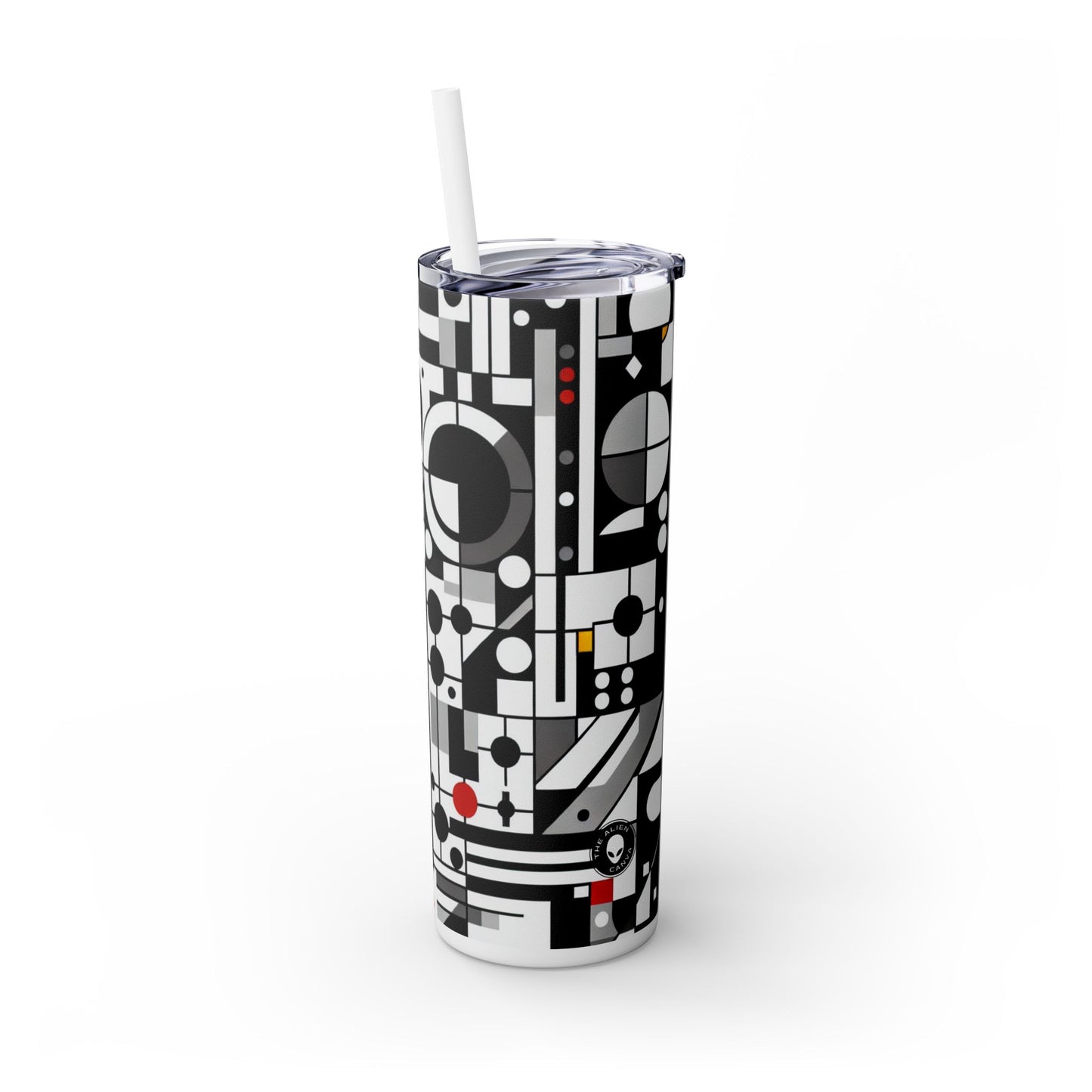 "Suprematismo dinámico: armonía geométrica en colores primarios" - Vaso delgado con pajita Alien Maars® de 20 oz Suprematismo