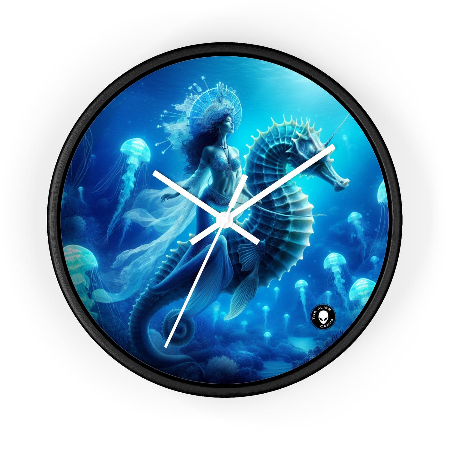 "Magia de sirena: viaje con el caballito de mar gigante" - El reloj de pared alienígena