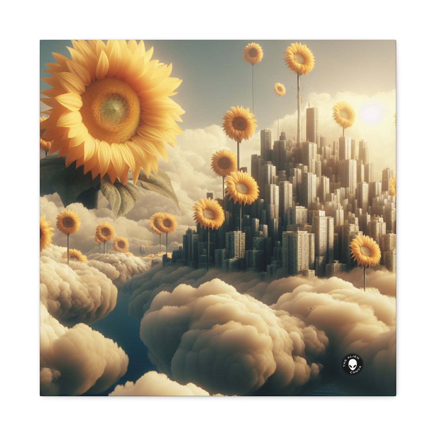 "Ethereal Sky: The City of Clouds and Sunflowers" - The Alien Canva