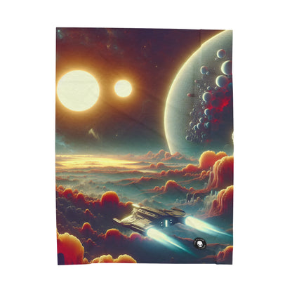 "Dawn of the Three Suns: A Sci-Fi Space Odyssey" - The Alien Velveteen Plush Blanket Video Game Art