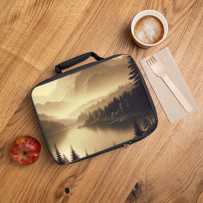 "Dawn at the Lake: A Foggy Mountain Morning" - The Alien Lunch Bag Tonalism Style