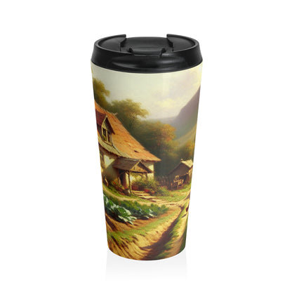 "Bustling Market: A Colorful Post-Impressionist Scene" - The Alien Stainless Steel Travel Mug Post-Impressionism