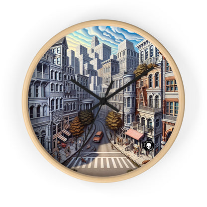 "Pasaje encantado: trascendiendo la realidad" - Trompe-l'oeil del reloj de pared alienígena